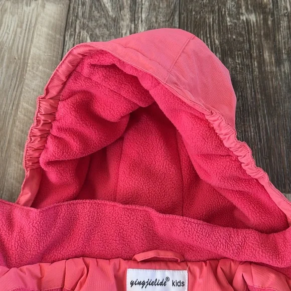 YINGJIELIDE Girl's Waterproof Ski Jacket,Kids Outdoor windproof Jacket,Fleec 5-6